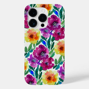 Coque Case-Mate iPhone Aquarelle Fleurs Maroon et Jaune