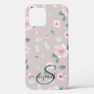 Case-Mate iPhone Case Aquarelle Fleurs Rose or Monogramme