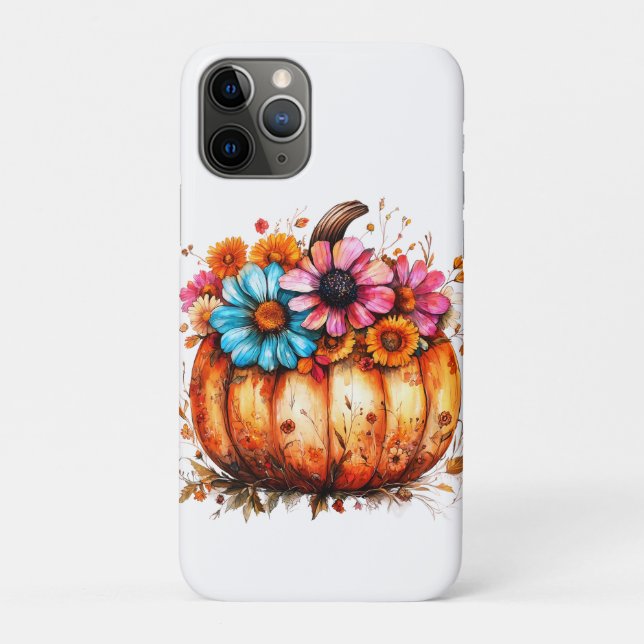 Coques Case-Mate iPhone Aquarelle Floral Citrouille automne (Dos)
