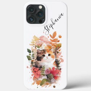 Case-Mate iPhone Case Aquarelle Florale Chaton persan Folige vert
