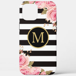 Case-Mate iPhone Case Aquarelle Florale Nuances noir et blanc Monogramme