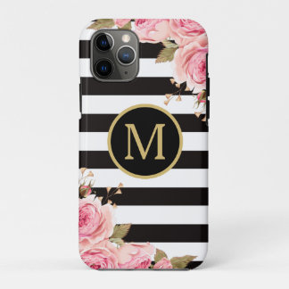 Case-Mate iPhone Case Aquarelle Florale Nuances noir et blanc Monogramme