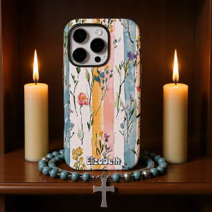 Coque iPhone 16 Pro Aquarelle florale Pastel