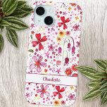 Coque Case-Mate iPhone Aquarelle florale personnalisée<br><div class="desc">Peinture fleur sauvage d'aquarelle moderne,  lumineuse et colorée. Parfait pour les jardiniers,  les amoureux de la nature et les fleuristes. Modifiez le nom pour personnaliser.</div>