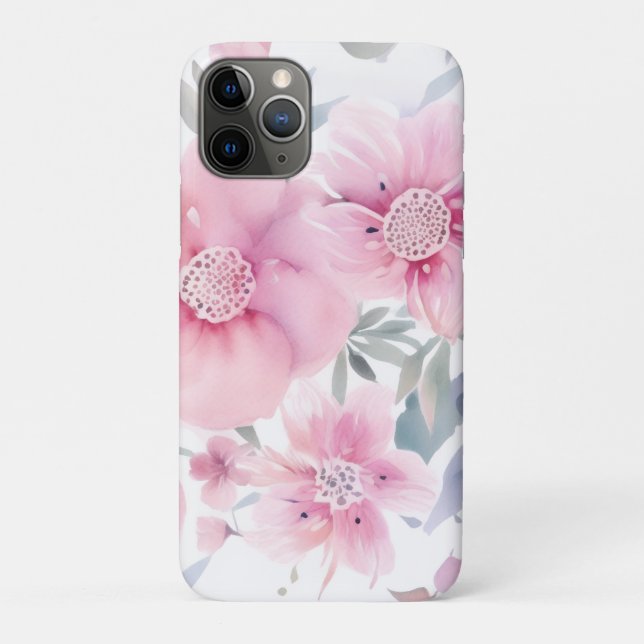 Coques Case-Mate iPhone Aquarelle florale rose  (Dos)