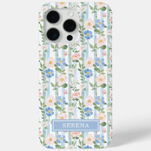 Coque Case-Mate iPhone Aquarelle Florale Rose Personnalisée Rayée