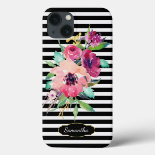 Case-Mate iPhone Case Aquarelle Florale sur bandes avec Monogramme