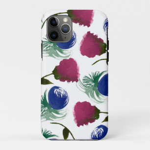Case-Mate iPhone Case Aquarelle Florales Bleu Bourgogne Peinture de Verd