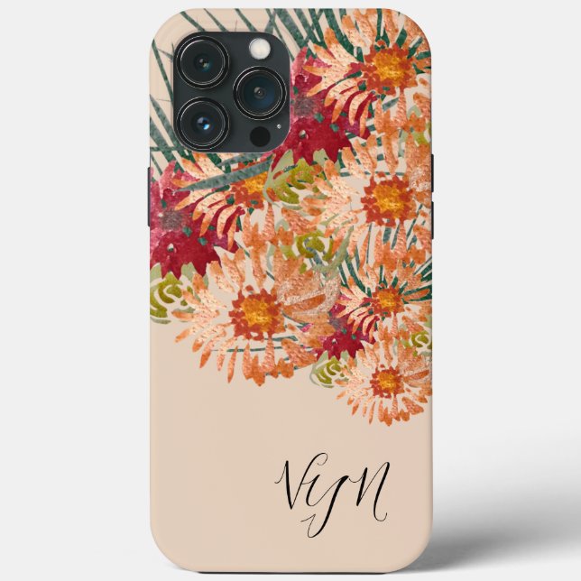 Coques Case-Mate iPhone Aquarelle Florales Rose Monogrammé (Verso)