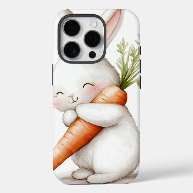 Coques Case-Mate iPhone Aquarelle Fluffy Bunny Carrot Love (Verso)