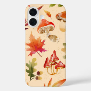Coque Pour iPhone 16 Aquarelle Forêt d'automne Feuilles et champignons