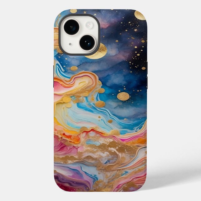 Coques Case-Mate iPhone Aquarelle Galaxie et planètes (Verso)