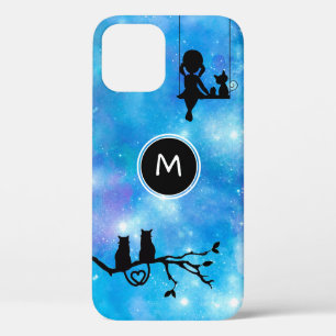 Case-Mate iPhone Case Aquarelle Galaxy Chats et Monogramme de fille