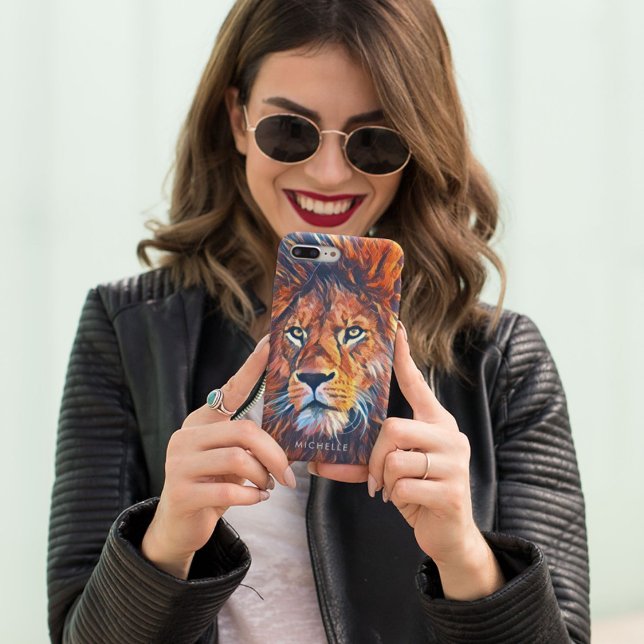 Coques Case-Mate iPhone Aquarelle Graphique Personnalisée Lion Majestic (Available in most phone types and models.  Customize the name or leave it blank. )