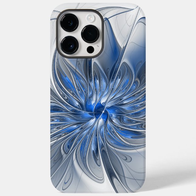 Coques Case-Mate iPhone Aquarelle gris bleu Abstrait Fractal Art Flower (Verso)
