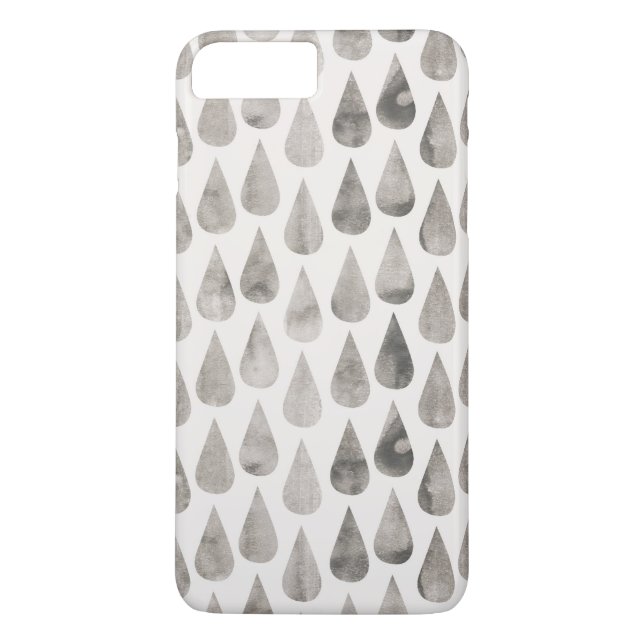 Coques Case-Mate iPhone Aquarelle gris/gris Grand Motif à gouttes à pluie (Dos)