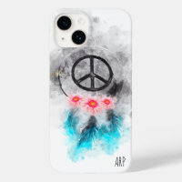 *~* Aquarelle Grunge Paix Panneau Plumes Fleurs