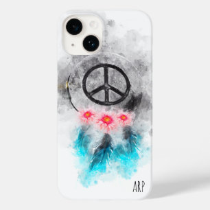 Coque Case-Mate iPhone *~* Aquarelle Grunge Paix Panneau Plumes Fleurs