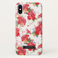 Aquarelle Hibiscus et Lantana Motif Custom