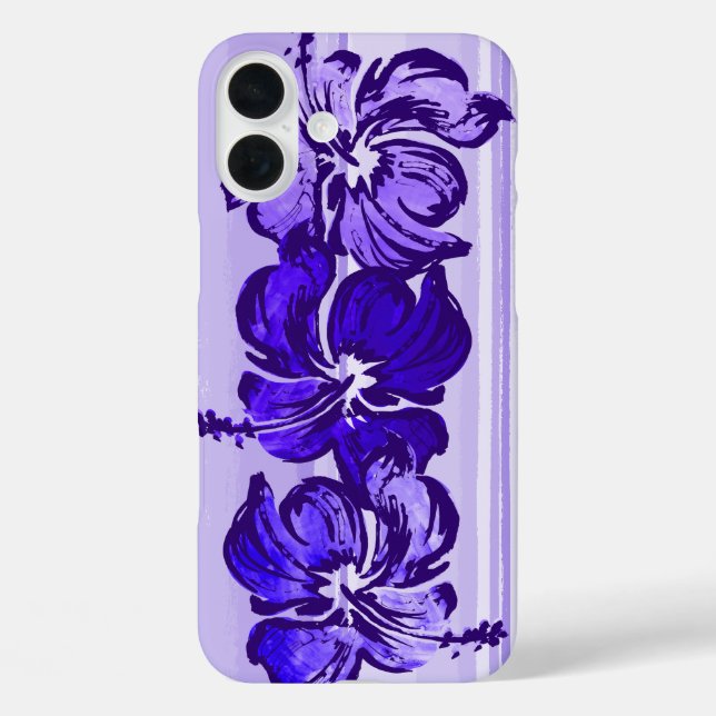 Coques Case-Mate iPhone Aquarelle Hibiscus Hawaiian Tropical Purple (Verso)