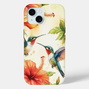 Coque Case-Mate iPhone Aquarelle Hummingbird and Flowers Design