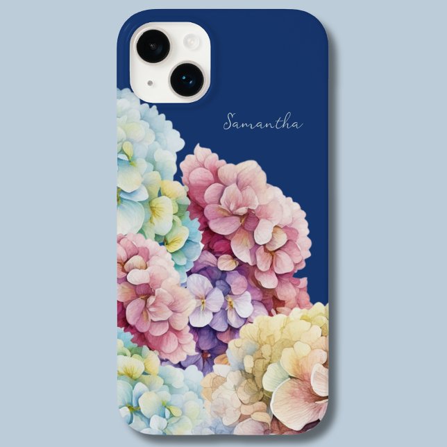 Coques Case-Mate iPhone Aquarelle Hydrangea bleu personnalisé (Créateur téléchargé)