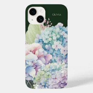 Coque Case-Mate iPhone Aquarelle Hydrangea Personnalisé Vert