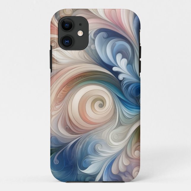 Coques Case-Mate iPhone Aquarelle Imaginaire Floral Pastel Bleu & Crème (Dos)