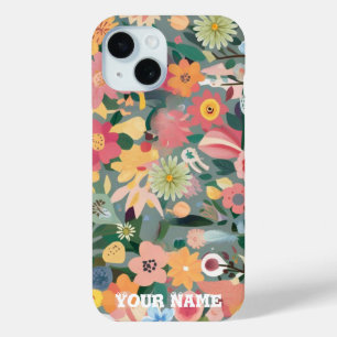 Coque Case-Mate iPhone Aquarelle Jardin Fleur Vibrant Vert et pêche