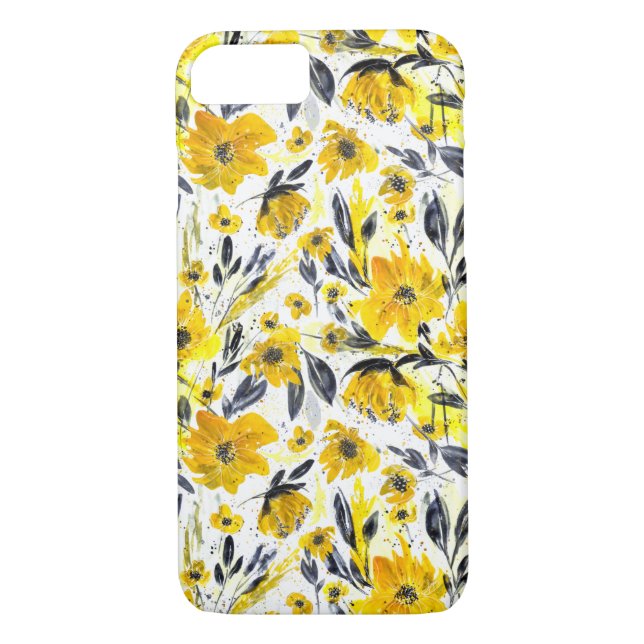 Coques Case-Mate iPhone Aquarelle jaune et gris (Dos)