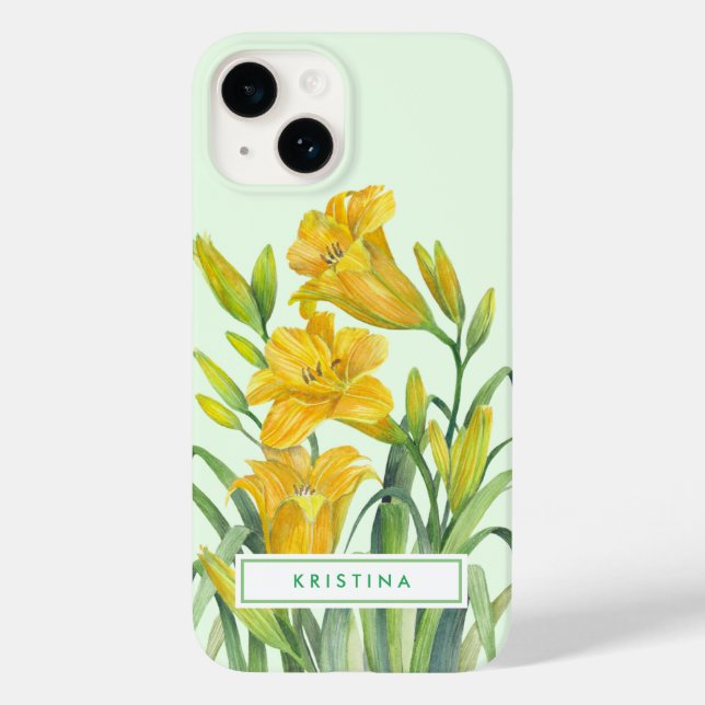 Coques Case-Mate iPhone Aquarelle Jaune Lys Floral Illustration (Verso)