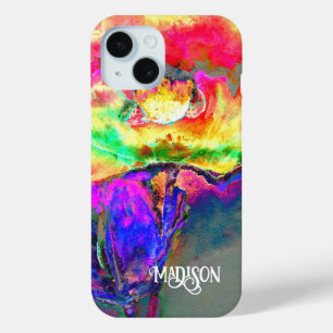 Coque Case-Mate iPhone aquarelle jaune rose Abstraite peinture florale