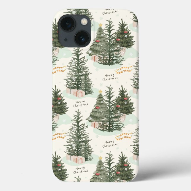 Coques Case-Mate iPhone Aquarelle Joyeux Noël Arbre Motif vacances (Verso)