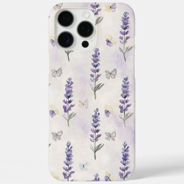 Coques Case-Mate iPhone Aquarelle Lavande et Motif de papillons (Verso)
