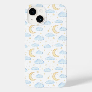 Coque Case-Mate iPhone Aquarelle Lune étoiles et nuages Motif