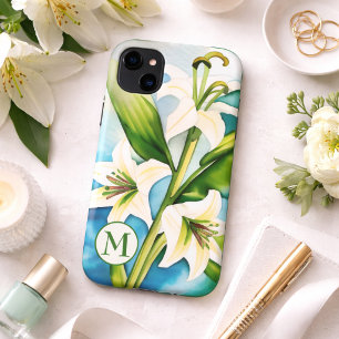 Case-Mate iPhone Case Aquarelle Lys Blanc avec Monogramme