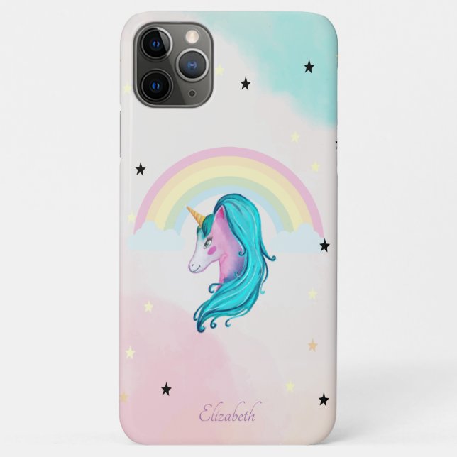 Coques Case-Mate iPhone Aquarelle Magique Unicorne, Arc-en-ciel, Étoiles (Dos)