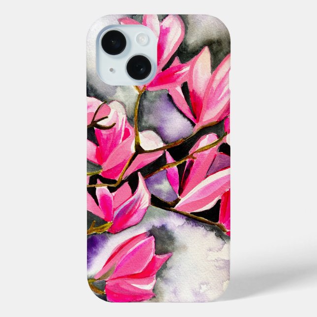 Coques Case-Mate iPhone Aquarelle magnolia rose (Verso)