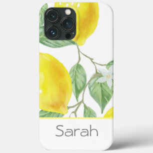 Case-Mate iPhone Case Aquarelle mignonne Feuille citron Monogramme