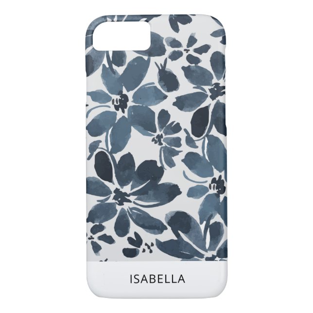 Coques Case-Mate iPhone Aquarelle mignonne Floral bleu (Dos)