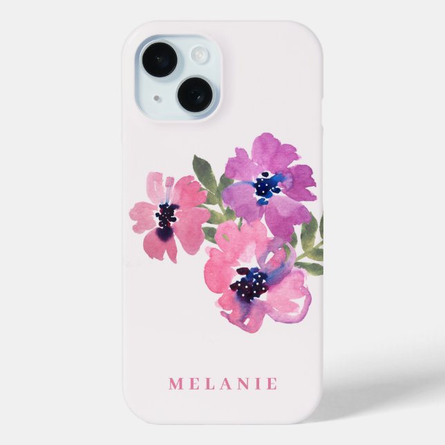 Coques Case-Mate iPhone Aquarelle moderne chic rose Floral (Verso)
