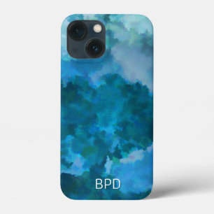 Case-Mate iPhone Case Aquarelle moderne Monogrammes Initiales Bleu Vert