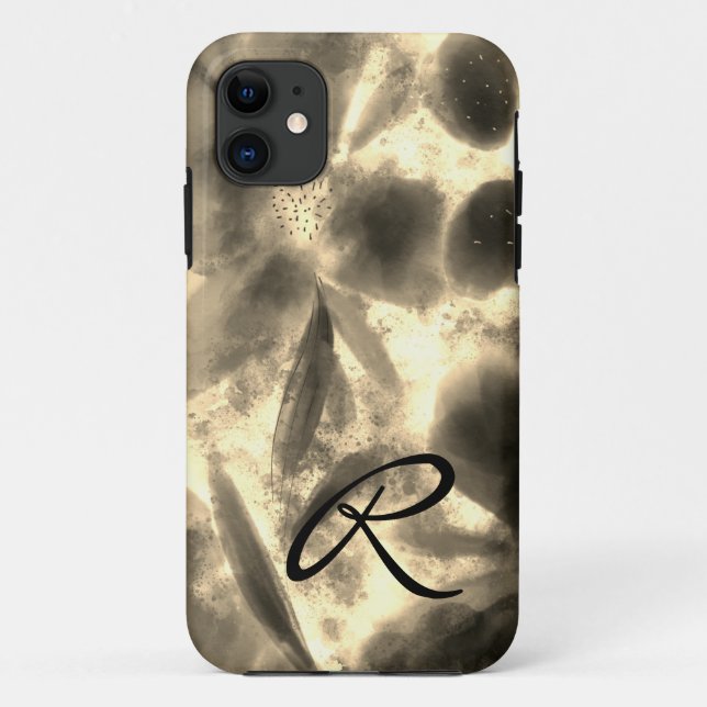 Coques Case-Mate iPhone Aquarelle Monogramme et or floral éclatant (Dos)
