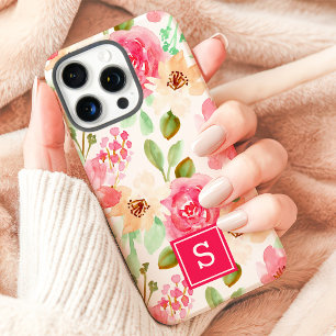 Coque iPhone 16 Pro Max Aquarelle Monogramme floral