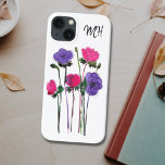 Case-Mate iPhone Case Aquarelle Monogramme rose violet Floral<br><div class="desc">Cette mallette téléphonique est décorée avec un motif à aquarelle fleurie dans les tons rose et violet. Facilement personnalisable avec votre monogramme. Parce que nous créons notre propre oeuvre,  vous ne trouverez pas cette image exacte d'autres designers. Aquarelle originale © Michele Davies.</div>