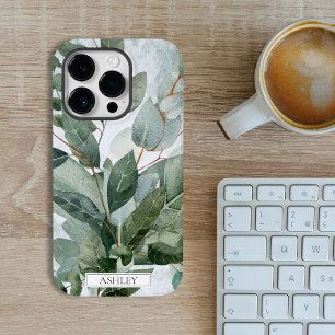Coque Case-Mate iPhone Aquarelle monogramme Sage rustique Vert