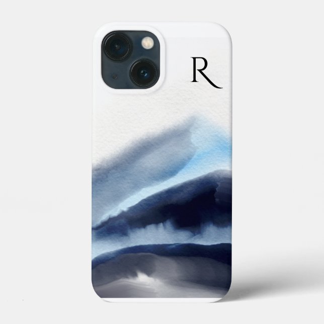 Coques Case-Mate iPhone Aquarelle Montagnes Peinture Monogramme (Verso)