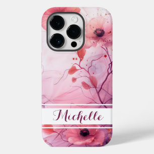 Coque Case-Mate iPhone aquarelle motif de fleurs de chute avec nom