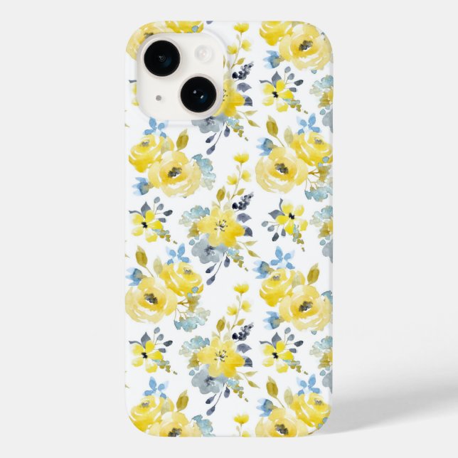 Coques Case-Mate iPhone Aquarelle Motif Floral Jaune (Verso)