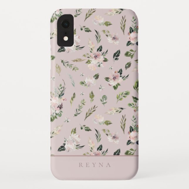 Coques Case-Mate iPhone Aquarelle Motif Floral Mauve (Dos)